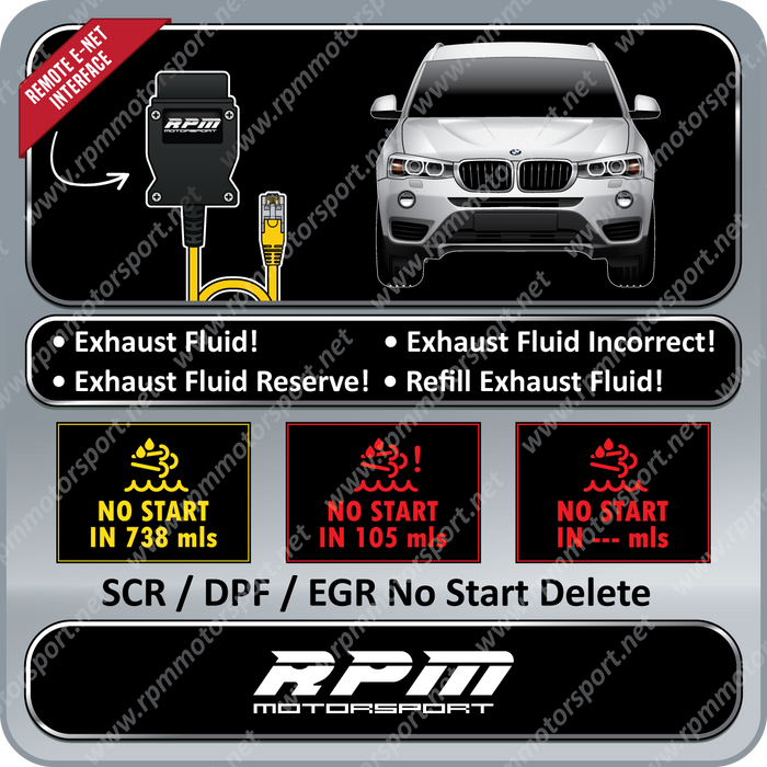BMW F25 X3 28dX 04/2015 to 2017 SCR / DPF / EGR Delete