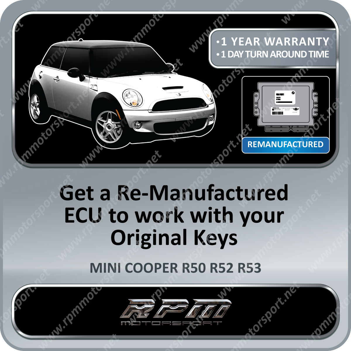 Mini R50 Code Reader MINI COOPER (R50- R52 - R53) Years 2001 To 2008 RE-MAN ECU — Rpm Motorsport
